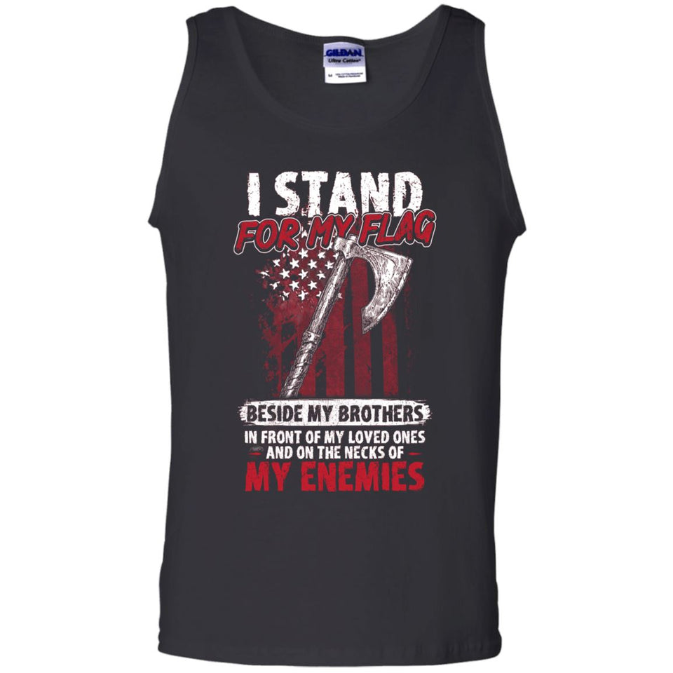 Viking, Norse, Gym t-shirt & apparel, I stand for my flag, FrontApparel[Heathen By Nature authentic Viking products]Cotton Tank TopBlackS