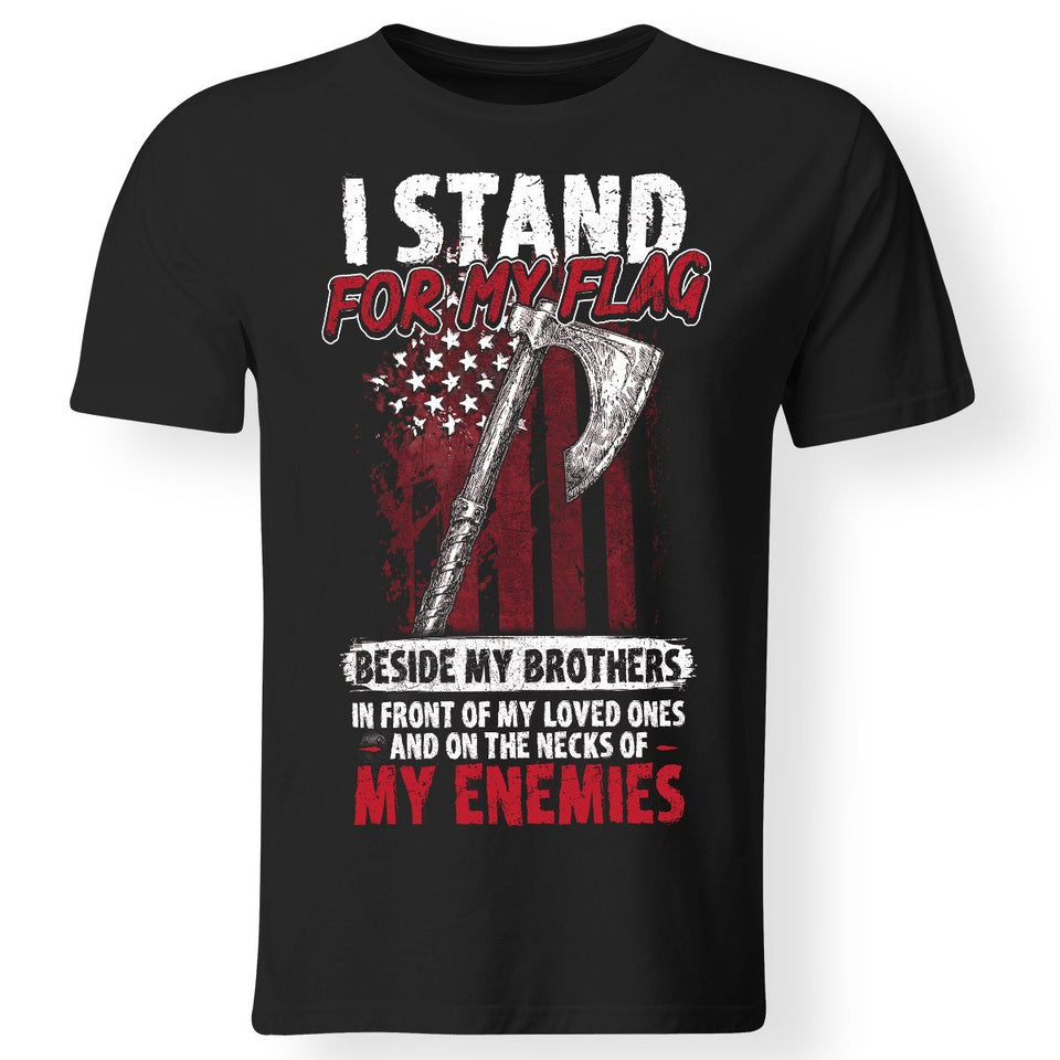 Viking, Norse, Gym t-shirt & apparel, I stand for my flag, FrontApparel[Heathen By Nature authentic Viking products]Gildan Premium Men T-ShirtBlack5XL