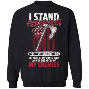 Viking, Norse, Gym t-shirt & apparel, I stand for my flag, FrontApparel[Heathen By Nature authentic Viking products]Unisex Crewneck Pullover SweatshirtBlackS