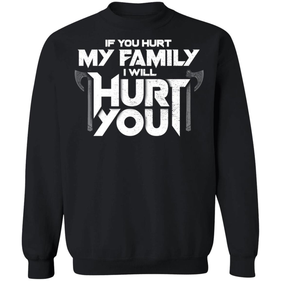 Viking, Norse, Gym t-shirt & apparel, I will hurt you, FrontApparel[Heathen By Nature authentic Viking products]Unisex Crewneck Pullover SweatshirtBlackS