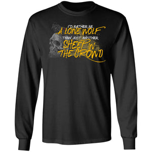 Viking, Norse, Gym t-shirt & apparel, I'd rather be a lone wolf, frontApparel[Heathen By Nature authentic Viking products]Long-Sleeve Ultra Cotton T-ShirtBlackS