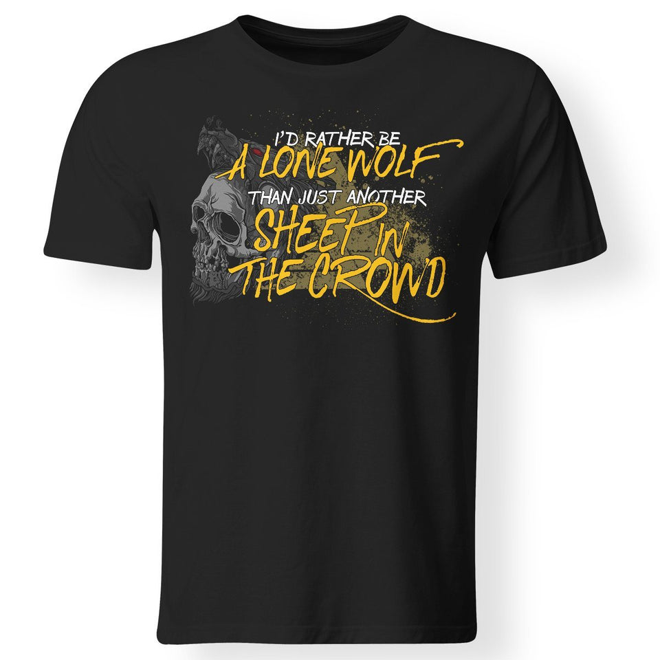 Viking, Norse, Gym t-shirt & apparel, I'd rather be a lone wolf, frontApparel[Heathen By Nature authentic Viking products]Premium Men T-ShirtBlackS