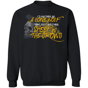 Viking, Norse, Gym t-shirt & apparel, I'd rather be a lone wolf, frontApparel[Heathen By Nature authentic Viking products]Unisex Crewneck Pullover SweatshirtBlackS