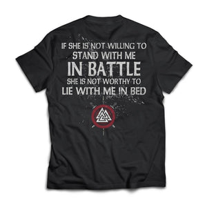 Viking, Norse, Gym t-shirt & apparel, If she is not willing to stand with me in battle, BackApparel[Heathen By Nature authentic Viking products]Next Level Premium Short Sleeve T-ShirtBlackS