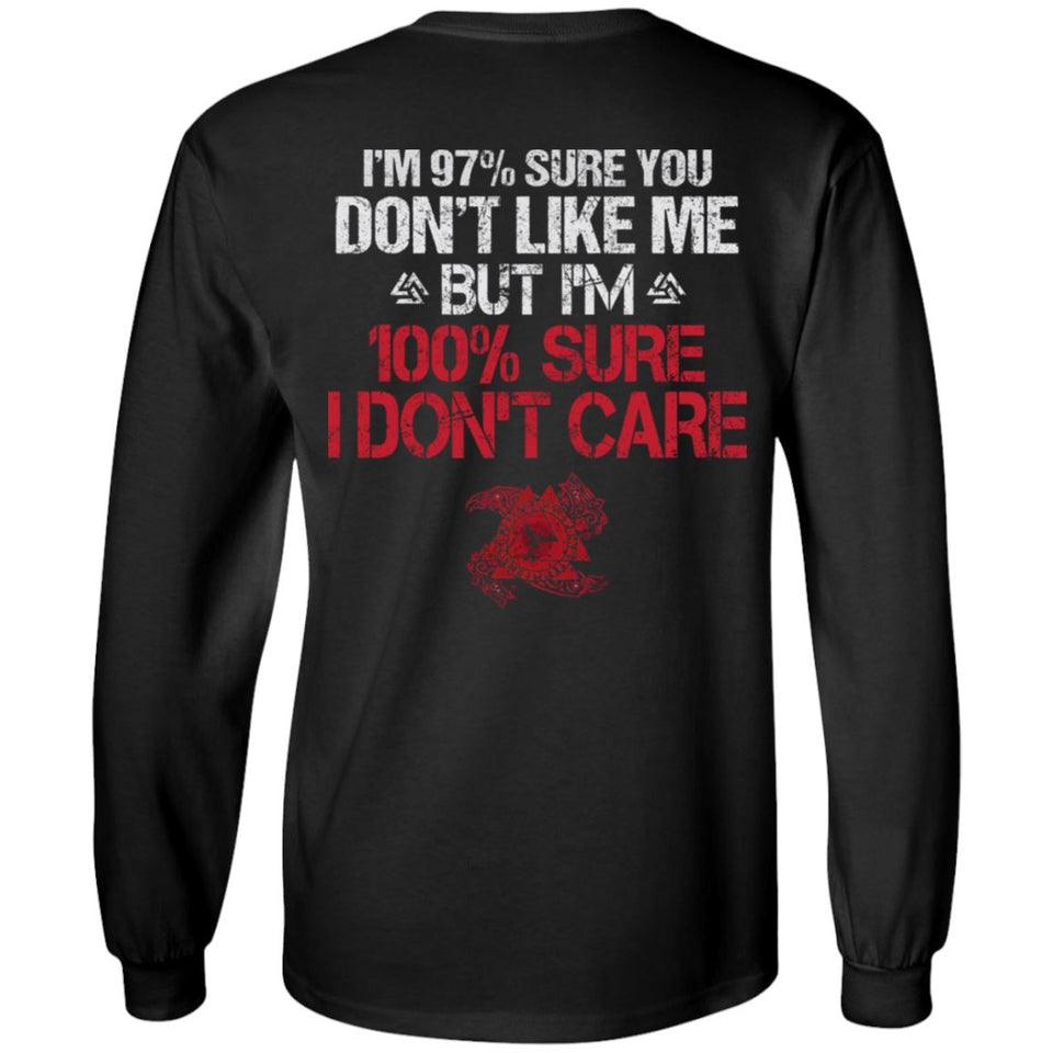 Viking, Norse, Gym t-shirt & apparel, I'm 97% sure you don't like me, BackApparel[Heathen By Nature authentic Viking products]Long-Sleeve Ultra Cotton T-ShirtBlackS