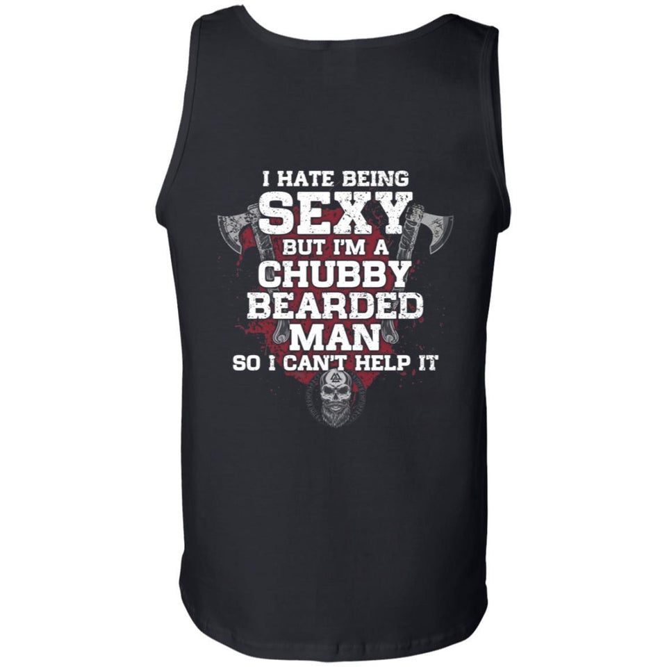 Viking, Norse, Gym t-shirt & apparel, I'm a chubby and bearded man, BackApparel[Heathen By Nature authentic Viking products]Cotton Tank TopBlackS