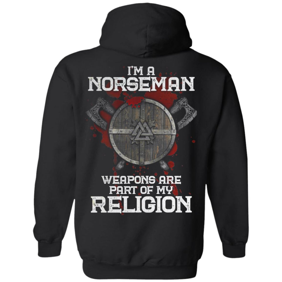 Viking, Norse, Gym t-shirt & apparel, I'm A Norseman, BackApparel[Heathen By Nature authentic Viking products]Unisex Pullover HoodieBlackS