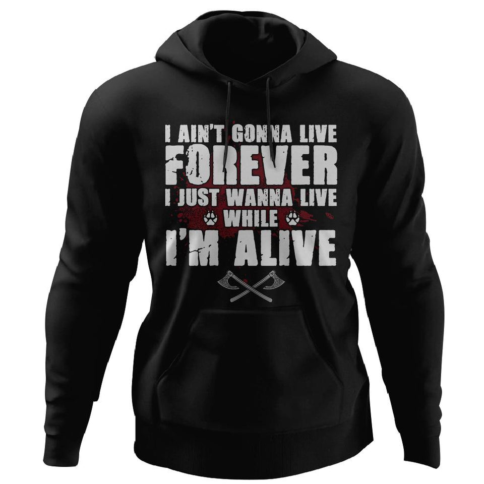 Viking, Norse, Gym t-shirt & apparel, I'm alive, FrontApparel[Heathen By Nature authentic Viking products]Unisex Pullover HoodieBlackS