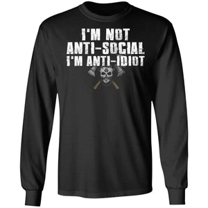 Viking, Norse, Gym t-shirt & apparel, I'm not anti-social, FrontApparel[Heathen By Nature authentic Viking products]Long-Sleeve Ultra Cotton T-ShirtBlackS