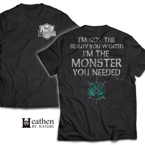 Viking, Norse, Gym t-shirt & apparel, I'm not the beauty you wanted, Double-sidedApparel[Heathen By Nature authentic Viking products]Next Level Premium Short Sleeve T-ShirtBlackX-Small
