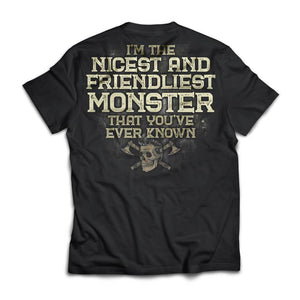 Viking, Norse, Gym t-shirt & apparel, I'm the nicest and friendliest Monster, BackApparel[Heathen By Nature authentic Viking products]Next Level Premium Short Sleeve T-ShirtBlackX-Small