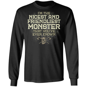 Viking, Norse, Gym t-shirt & apparel, I'm the nicest and friendliest Monster, FrontApparel[Heathen By Nature authentic Viking products]Long-Sleeve Ultra Cotton T-ShirtBlackS