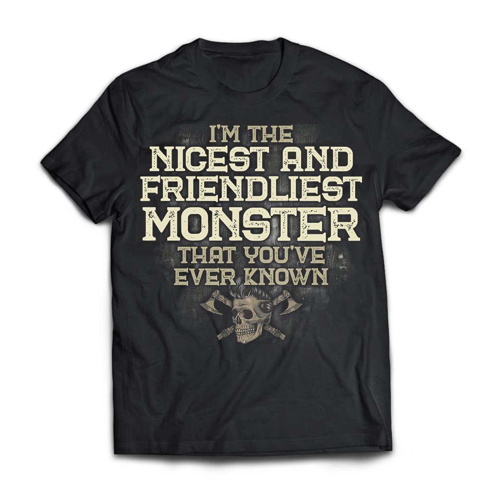 Viking, Norse, Gym t-shirt & apparel, I'm the nicest and friendliest Monster, FrontApparel[Heathen By Nature authentic Viking products]Next Level Premium Short Sleeve T-ShirtBlackX-Small