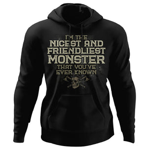 Viking, Norse, Gym t-shirt & apparel, I'm the nicest and friendliest Monster, FrontApparel[Heathen By Nature authentic Viking products]Unisex Pullover HoodieBlackS