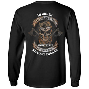 Viking, Norse, Gym t-shirt & apparel, Insult Me, BackApparel[Heathen By Nature authentic Viking products]Long-Sleeve Ultra Cotton T-ShirtBlackS