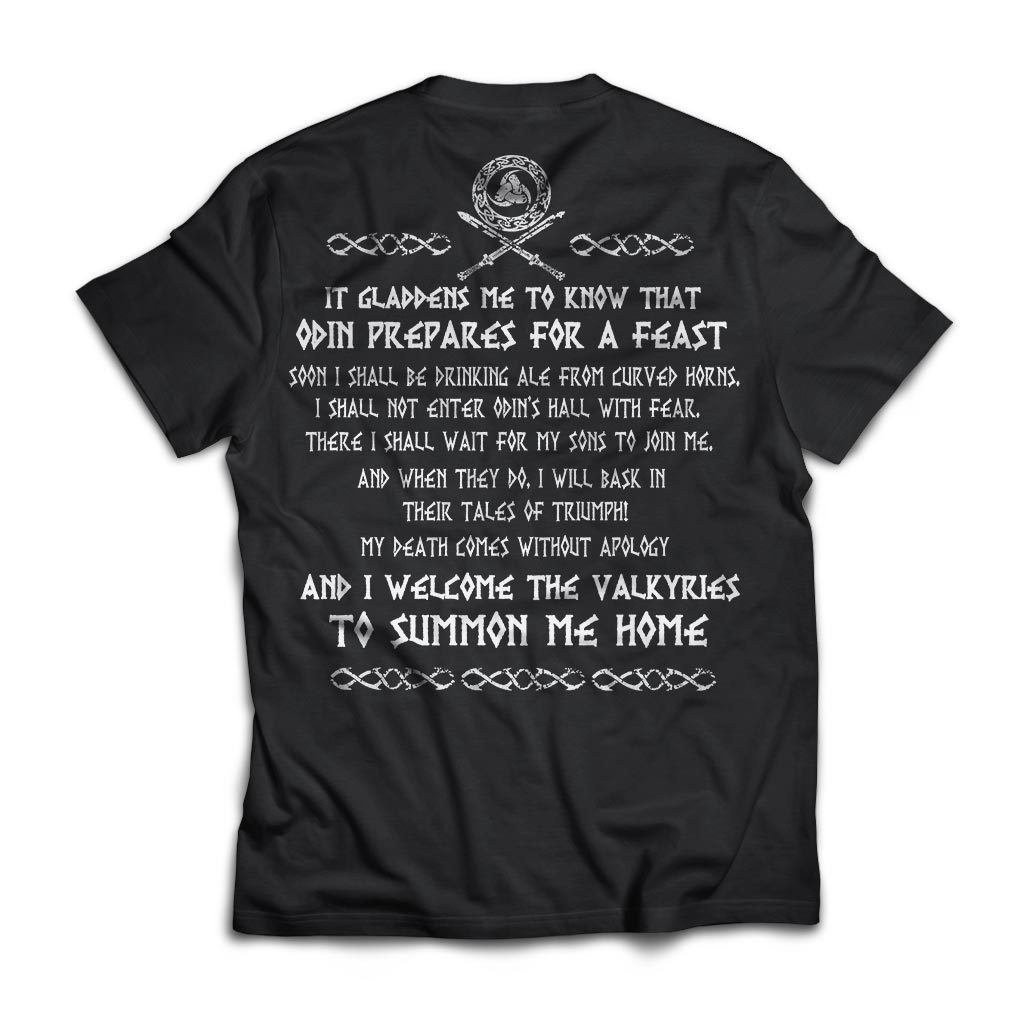 Viking, Norse, Gym t-shirt & apparel, It gladdens me to know that Odin prepares for a feast, backApparel[Heathen By Nature authentic Viking products]Next Level Premium Short Sleeve T-ShirtBlackX-Small