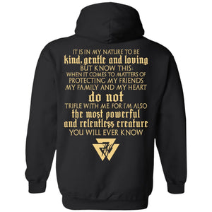 Viking, Norse, Gym t-shirt & apparel, It is in my nature to be kind, backApparel[Heathen By Nature authentic Viking products]Unisex Pullover HoodieBlackS