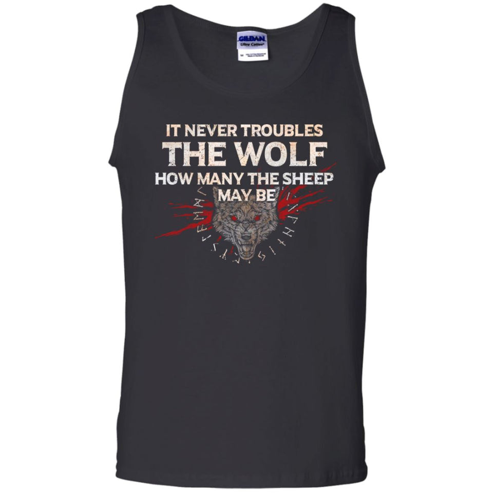 Viking, Norse, Gym t-shirt & apparel, It never troubles the wolf, FrontApparel[Heathen By Nature authentic Viking products]Cotton Tank TopBlackS