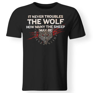 Viking, Norse, Gym t-shirt & apparel, It never troubles the wolf, FrontApparel[Heathen By Nature authentic Viking products]Gildan Premium Men T-ShirtBlack5XL