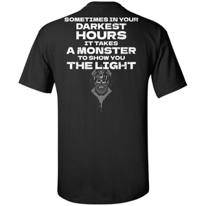 Viking, Norse, Gym t-shirt & apparel, It takes a monster to show you the light, BackApparel[Heathen By Nature authentic Viking products]Tall Ultra Cotton T-ShirtBlack2XLT