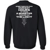 Viking, Norse, Gym t-shirt & apparel, It takes a monster to show you the light, BackApparel[Heathen By Nature authentic Viking products]Unisex Crewneck Pullover SweatshirtBlackS