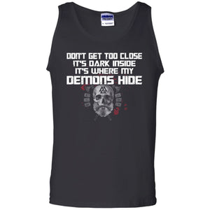 Viking, Norse, Gym t-shirt & apparel, It's where my demons hide, FrontApparel[Heathen By Nature authentic Viking products]Cotton Tank TopBlackS