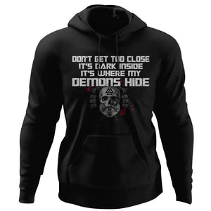 Viking, Norse, Gym t-shirt & apparel, It's where my demons hide, FrontApparel[Heathen By Nature authentic Viking products]Unisex Pullover HoodieBlackS