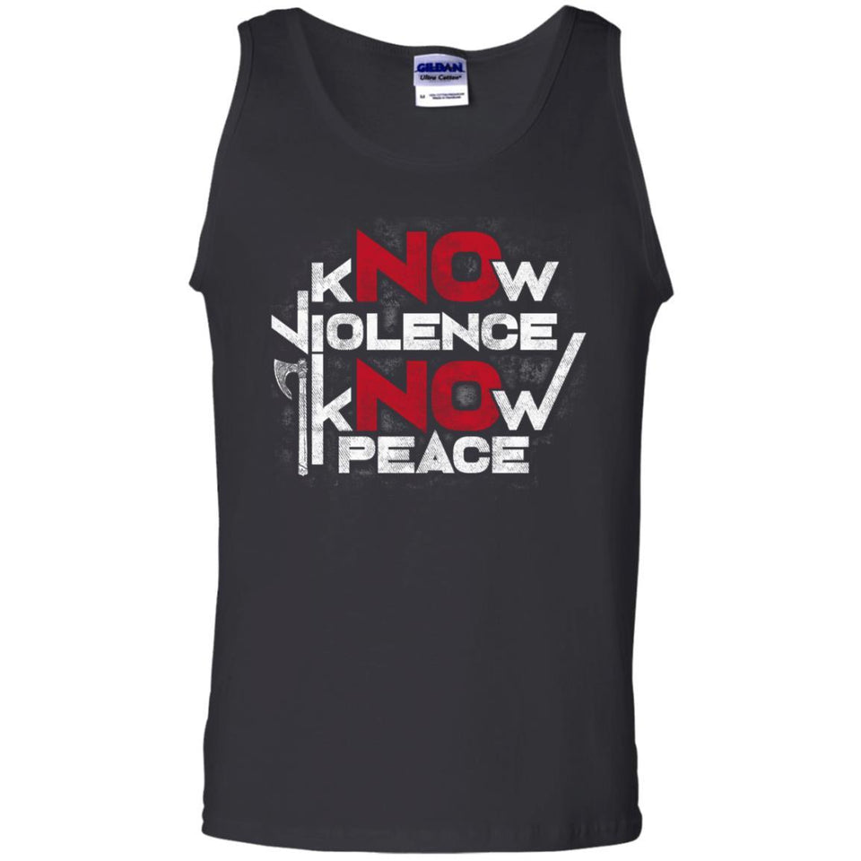 Viking, Norse, Gym t-shirt & apparel, Know violence Know peace, FrontApparel[Heathen By Nature authentic Viking products]Cotton Tank TopBlackS