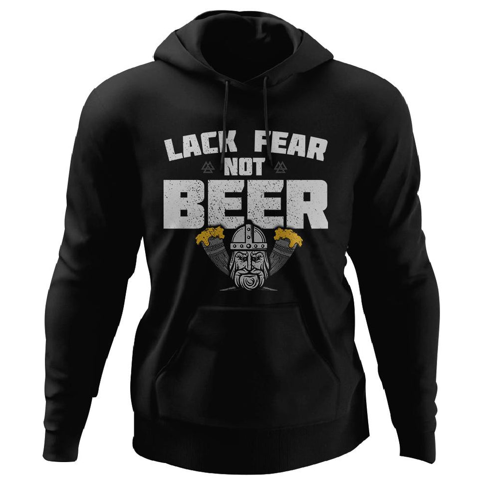 Viking, Norse, Gym t-shirt & apparel, Lack fear not beer, FrontApparel[Heathen By Nature authentic Viking products]Unisex Pullover HoodieBlackS