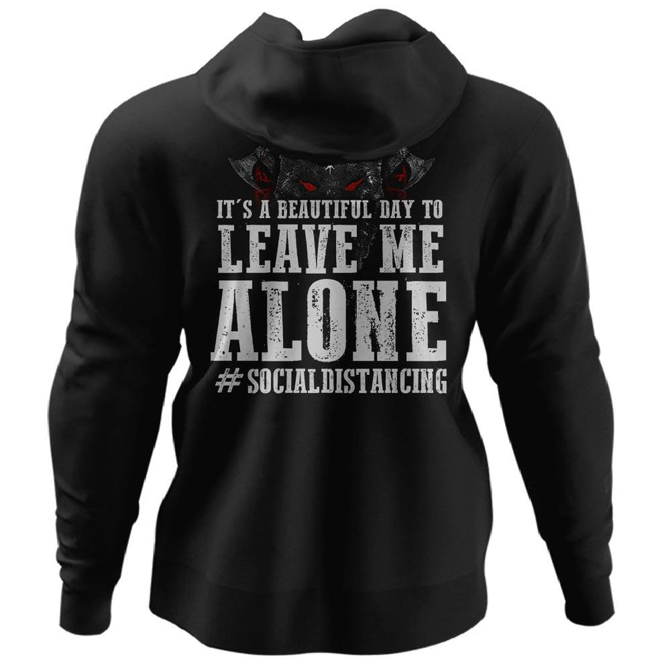 Viking, Norse, Gym t-shirt & apparel, Leave me alone, BackApparel[Heathen By Nature authentic Viking products]Unisex Pullover HoodieBlackS