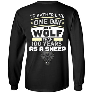 Viking, Norse, Gym t-shirt & apparel, Live, A wolf, BackApparel[Heathen By Nature authentic Viking products]Long-Sleeve Ultra Cotton T-ShirtBlackS