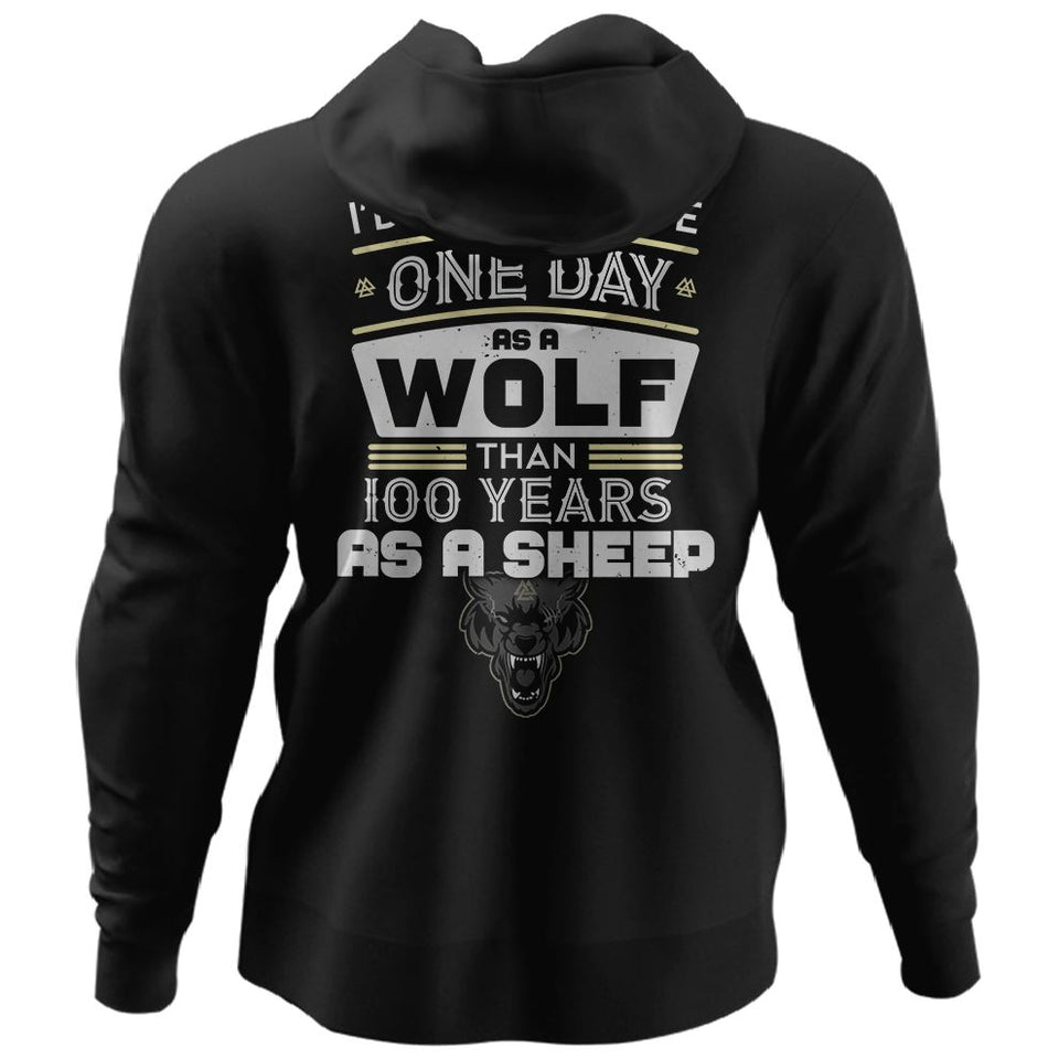 Viking, Norse, Gym t-shirt & apparel, Live, A wolf, BackApparel[Heathen By Nature authentic Viking products]Unisex Pullover HoodieBlackS