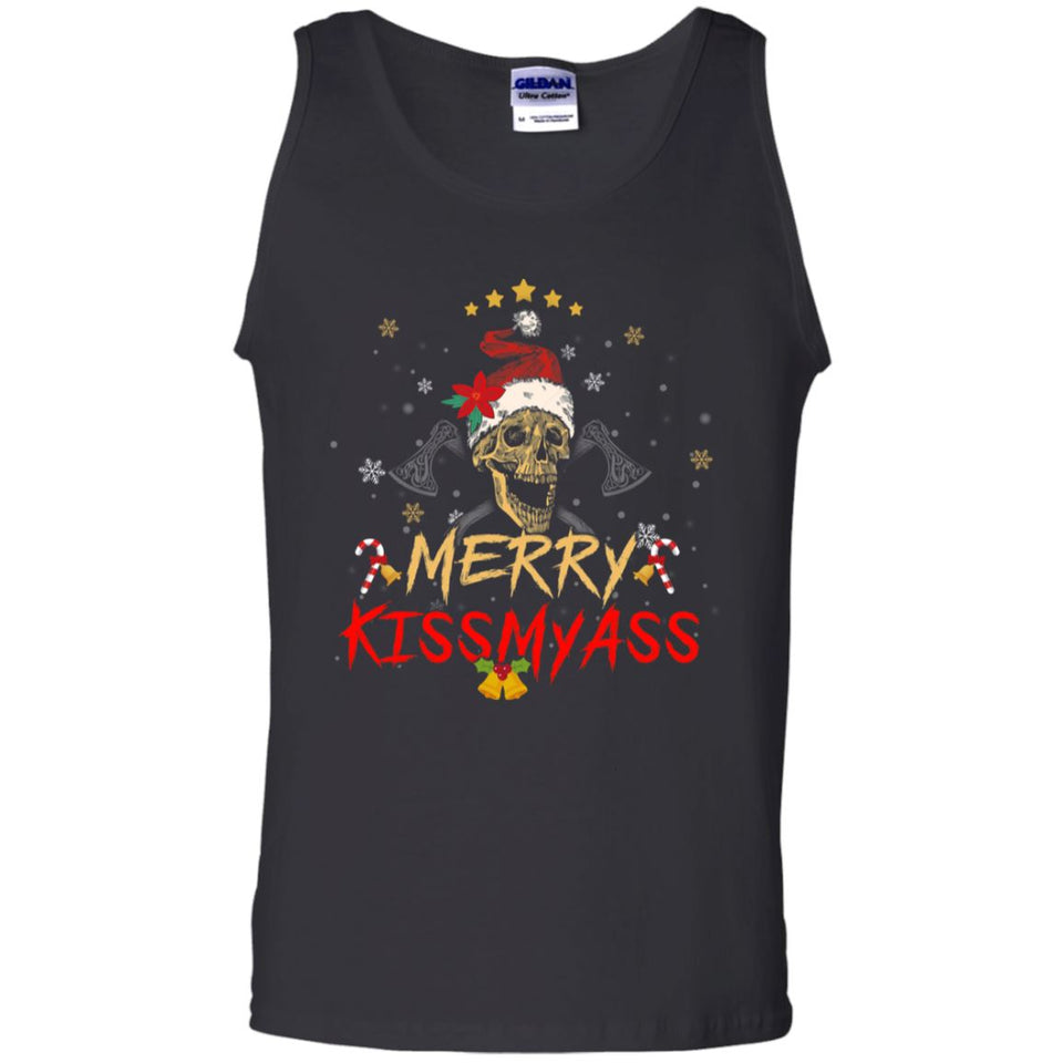 Viking, Norse, Gym t-shirt & apparel, Merry KISSMYASS, FrontApparel[Heathen By Nature authentic Viking products]Cotton Tank TopBlackS
