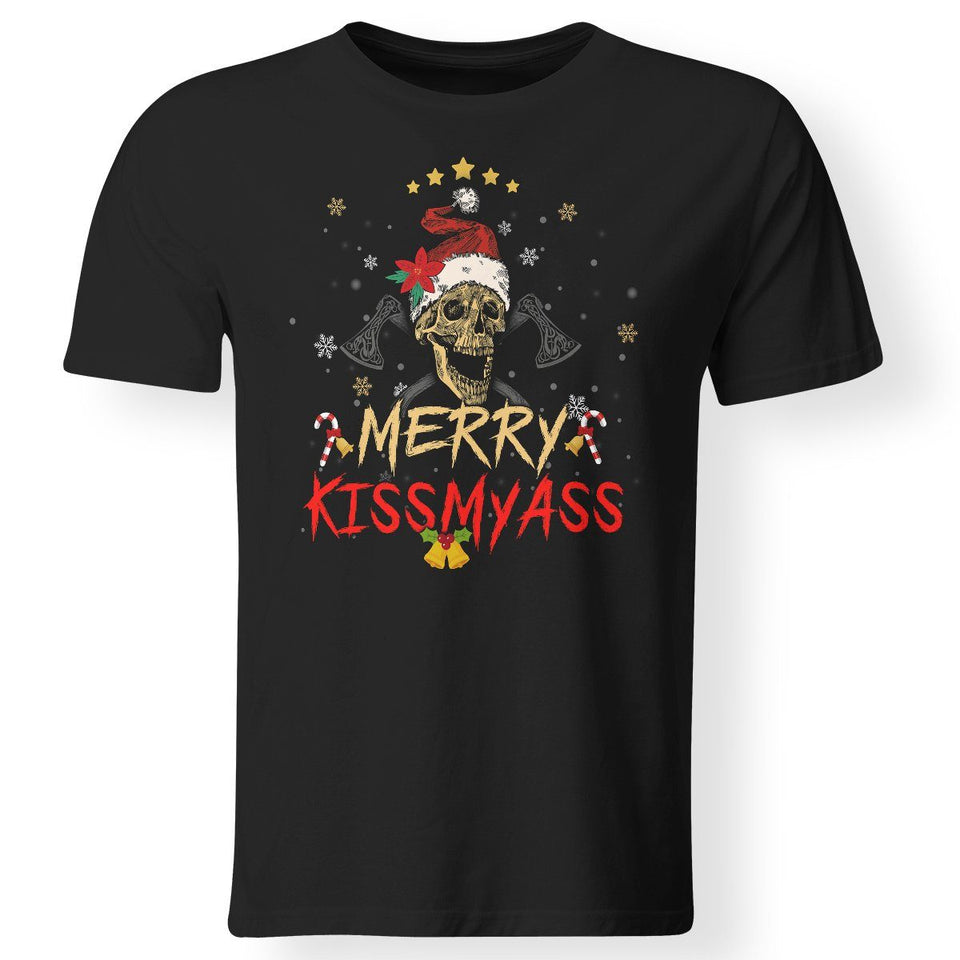 Viking, Norse, Gym t-shirt & apparel, Merry KISSMYASS, FrontApparel[Heathen By Nature authentic Viking products]Premium Men T-ShirtBlackS
