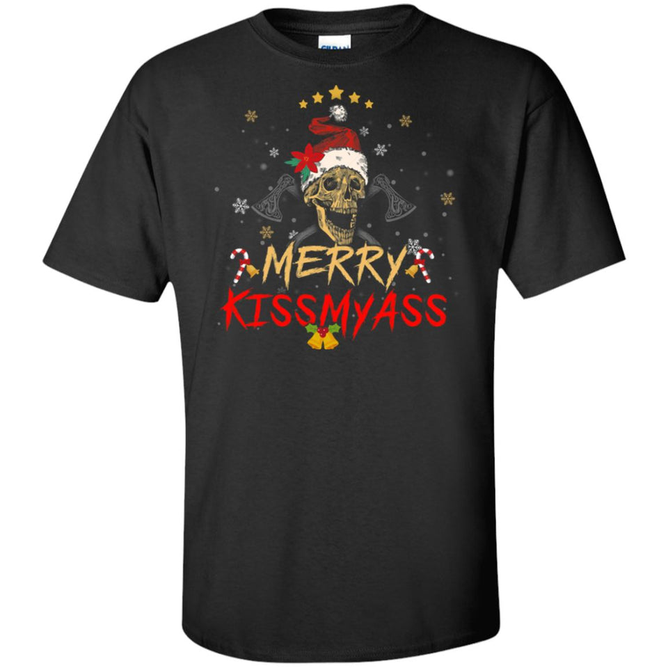 Viking, Norse, Gym t-shirt & apparel, Merry KISSMYASS, FrontApparel[Heathen By Nature authentic Viking products]Tall Ultra Cotton T-ShirtBlackXLT