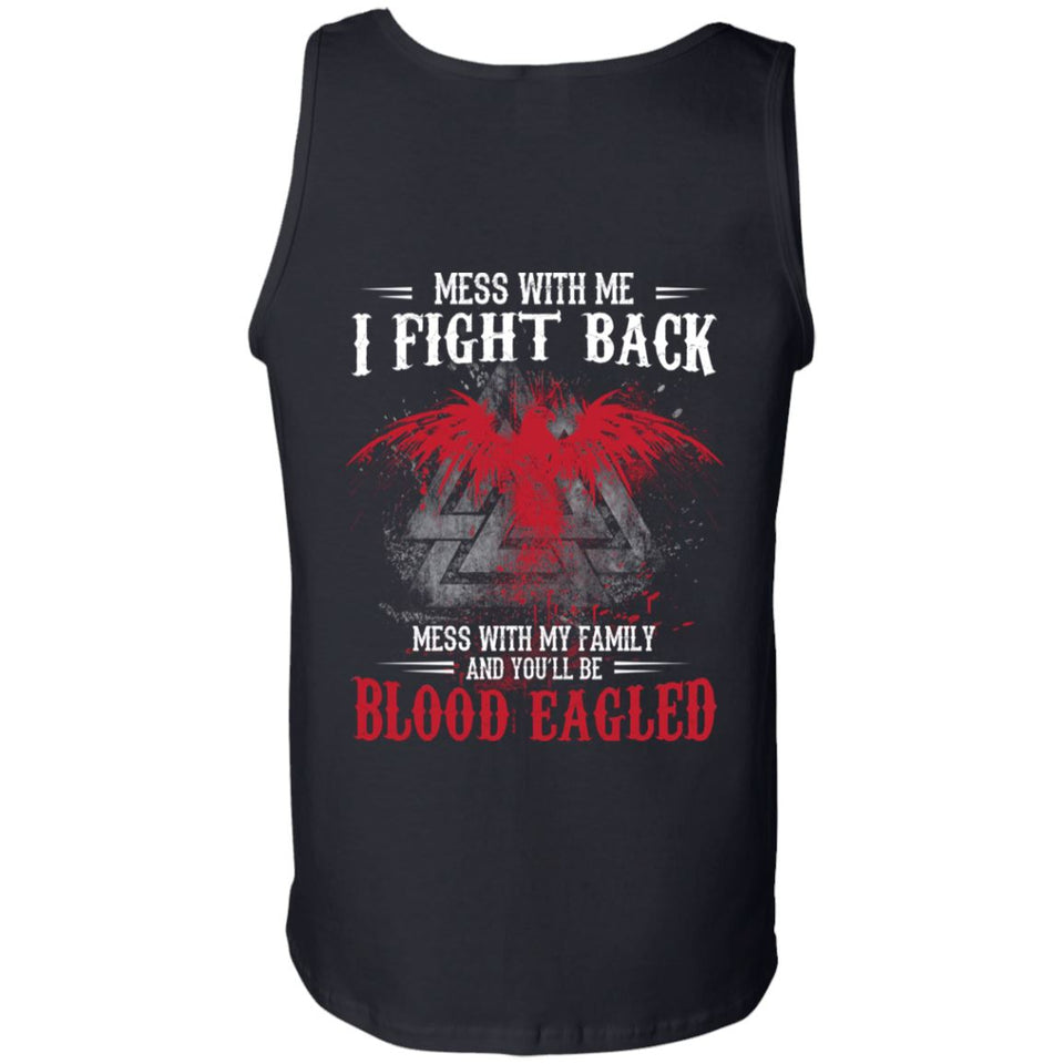 Viking, Norse, Gym t-shirt & apparel, Mess with me - Mess with my family, BackApparel[Heathen By Nature authentic Viking products]Cotton Tank TopBlackS