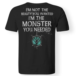 Viking, Norse, Gym t-shirt & apparel, Monster you needed, backApparel[Heathen By Nature authentic Viking products]Gildan Premium Men T-ShirtBlack5XL