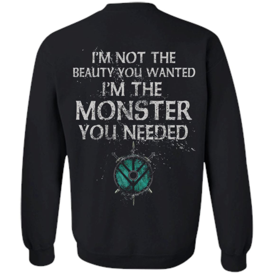 Viking, Norse, Gym t-shirt & apparel, Monster you needed, backApparel[Heathen By Nature authentic Viking products]Unisex Crewneck Pullover SweatshirtBlackS