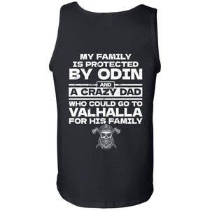 Viking, Norse, Gym t-shirt & apparel, My family is protected by Odin, BackApparel[Heathen By Nature authentic Viking products]Cotton Tank TopBlackS