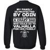 Viking, Norse, Gym t-shirt & apparel, My family is protected by Odin, BackApparel[Heathen By Nature authentic Viking products]Unisex Crewneck Pullover SweatshirtBlackS