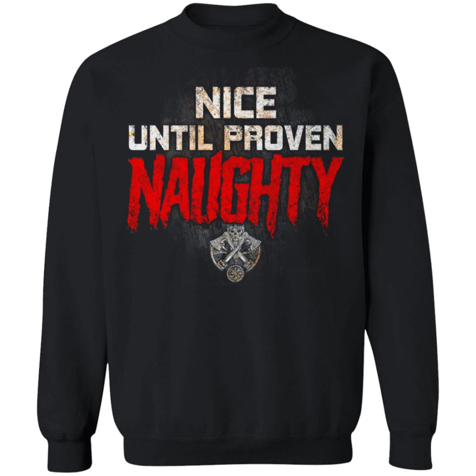 Viking, Norse, Gym t-shirt & apparel, Naughty, FrontApparel[Heathen By Nature authentic Viking products]Unisex Crewneck Pullover Sweatshirt 8 oz.BlackS