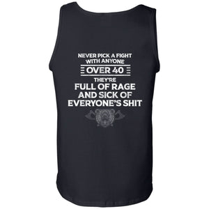Viking, Norse, Gym t-shirt & apparel, Never pick a fight with anyone over 40, BackApparel[Heathen By Nature authentic Viking products]Cotton Tank TopBlackS