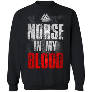 Viking, Norse, Gym t-shirt & apparel, Norse In My Blood, FrontApparel[Heathen By Nature authentic Viking products]Unisex Crewneck Pullover Sweatshirt 8 oz.BlackS