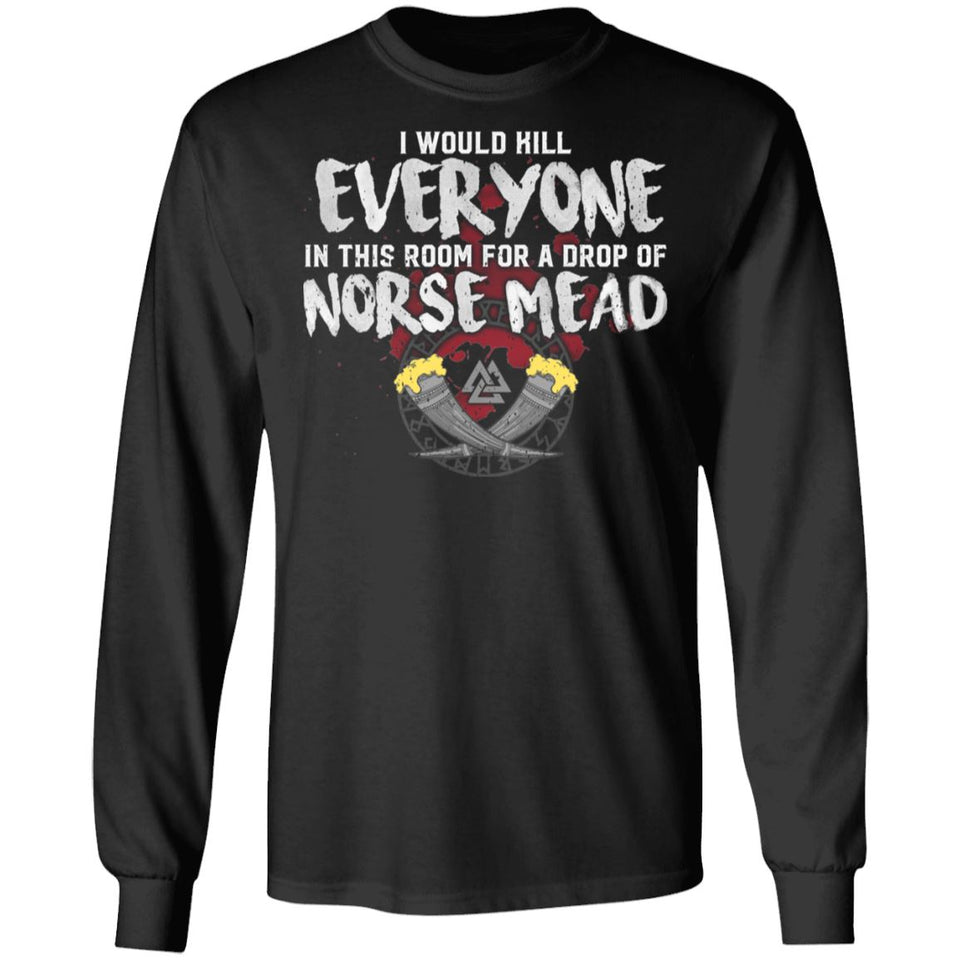 Viking, Norse, Gym t-shirt & apparel, Norse Mead, FrontApparel[Heathen By Nature authentic Viking products]Long-Sleeve Ultra Cotton T-ShirtBlackS