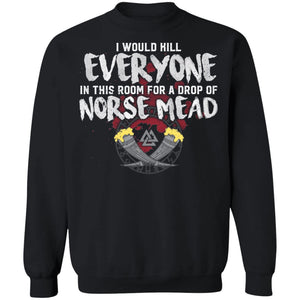 Viking, Norse, Gym t-shirt & apparel, Norse Mead, FrontApparel[Heathen By Nature authentic Viking products]Unisex Crewneck Pullover SweatshirtBlackS