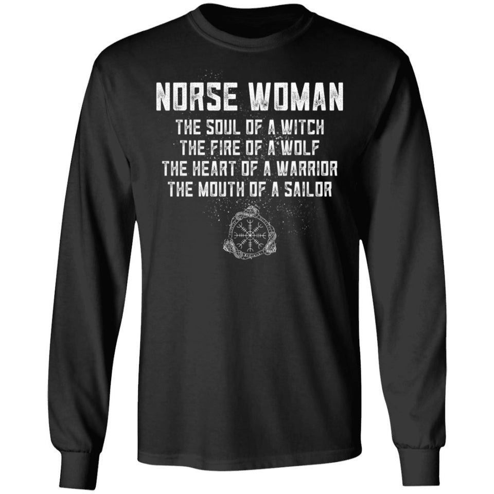 Viking, Norse, Gym t-shirt & apparel, Norse Woman, FrontApparel[Heathen By Nature authentic Viking products]Long-Sleeve Ultra Cotton T-ShirtBlackS