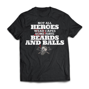 Viking, Norse, Gym t-shirt & apparel, Not all heroes wear capes some have beards and balls, FrontApparel[Heathen By Nature authentic Viking products]Next Level Premium Short Sleeve T-ShirtBlackS