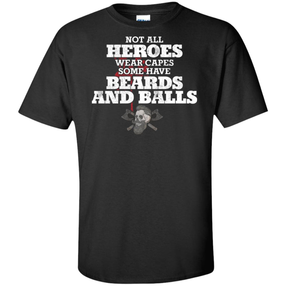 Viking, Norse, Gym t-shirt & apparel, Not all heroes wear capes some have beards and balls, FrontApparel[Heathen By Nature authentic Viking products]Tall Ultra Cotton T-ShirtBlackXLT