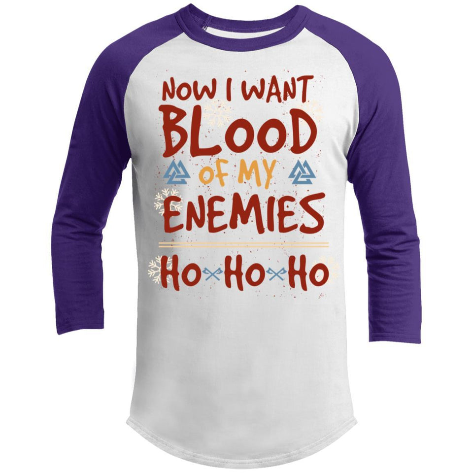 Viking, Norse, Gym t-shirt & apparel, Now i want blood of my enemies, FrontT-Shirts[Heathen By Nature authentic Viking products]White/PurpleX-Small