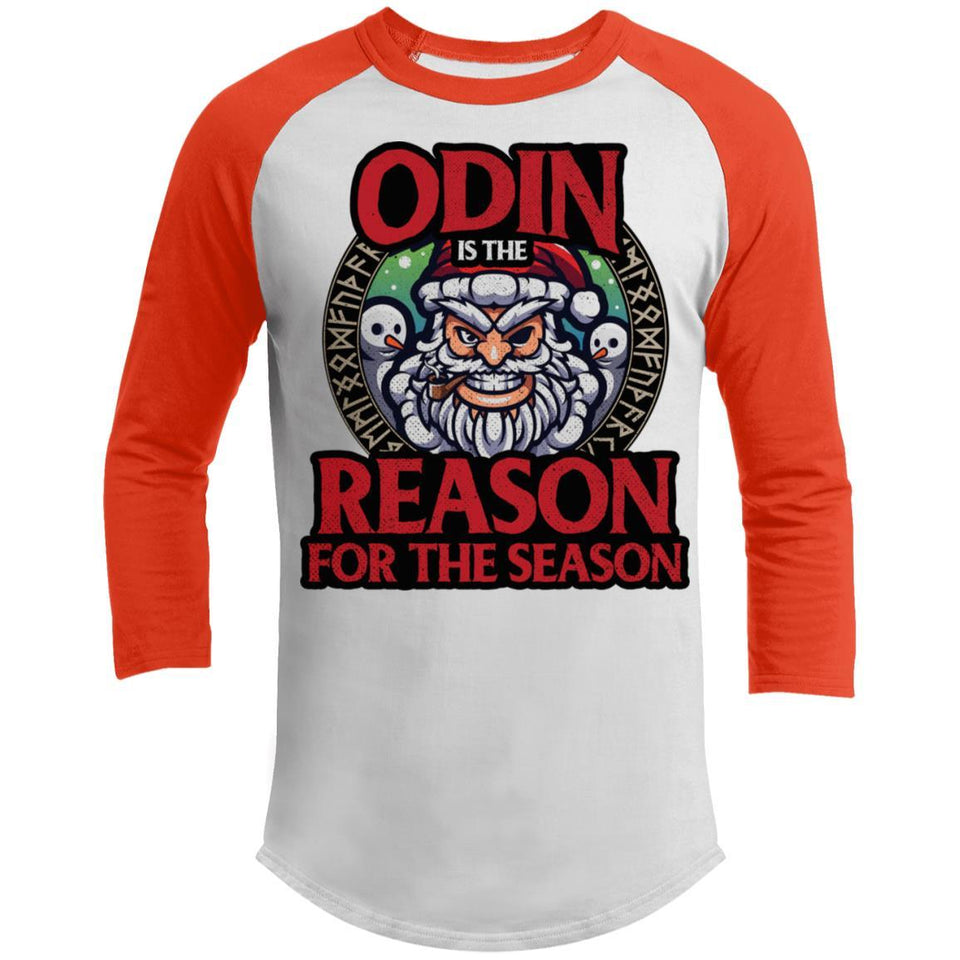 Viking, Norse, Gym t-shirt & apparel, Odin is the reason for the season, FrontT-Shirts[Heathen By Nature authentic Viking products]White/Deep OrangeX-Small